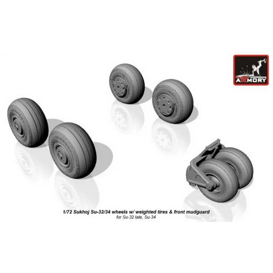 Armory Production AW72045 1/72 Sukhoj Su-32/34 Wheels w/Weighted Tyres & Front Mudguard