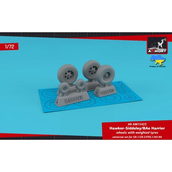 Armory Production AW72423 1/72 H.S. Harrier GR.1/GR.3/FRS.1/AV-8A Wheels w/Weighted Tyres