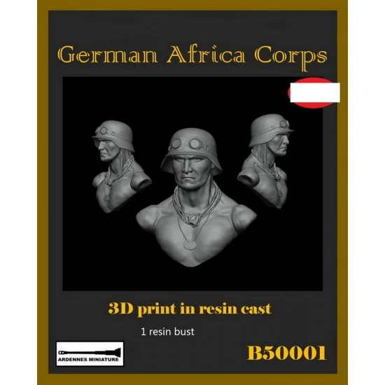Ardennes Miniature B50001 German Africa Corps (1 resin bust) - Model Figures