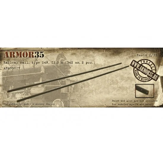 Armor35 35017 1/35 Railway Rail Type S49 12.0m (342mm, 2pcs) - Model Railway