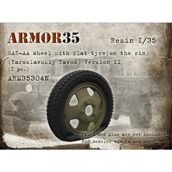Armor35 35304N 1/35 GAZ-AA Wheel with Flat Tyre (on the rim, Yaroslavskiy Zavod) Version II (1pc)