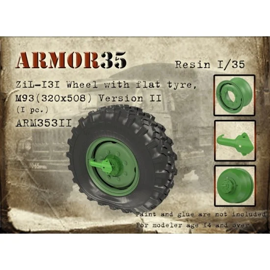 Armor35 35311 1/35 ZiL-131 Wheel w/Flat Tyre M93 (320 x 508) Version II