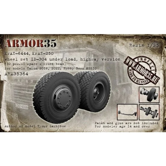 Armor35 35364 1/35 KrAZ-6444/250 Wheels Set ID-304 Under Load Highway Ver. for Takom/HobbyBoss kits