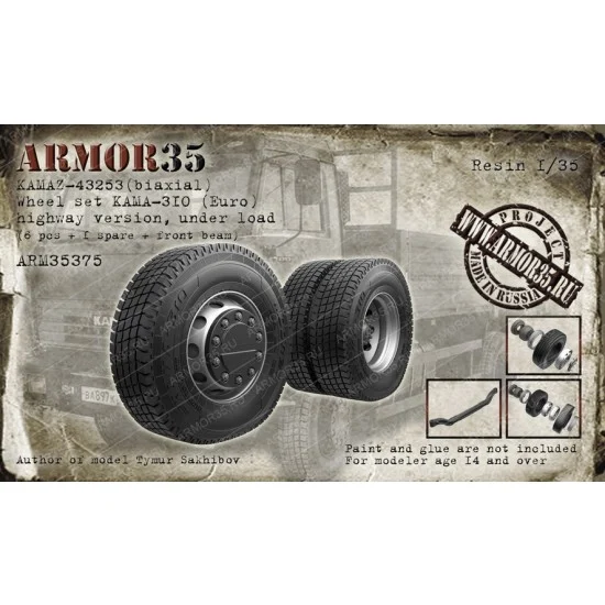 Armor35 35375 1/35 KAMAZ-43253 (biaxial) Wheel 310 (Euro), Highway Ver, Under Load