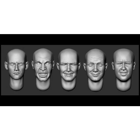 Armor35 356057 1/35 5x Bald Heads #13 - Model Figures