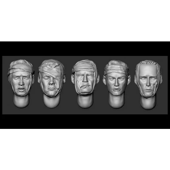 Armor35 356061 1/35 5x Hairy Heads of the Wounded #1 - Model Figures