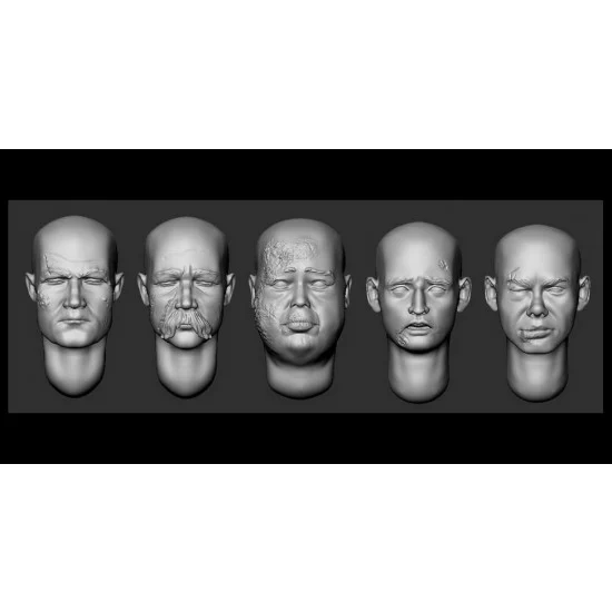 Armor35 356063 1/35 5x Bald Heads of the Wounded #2 - Model Figures