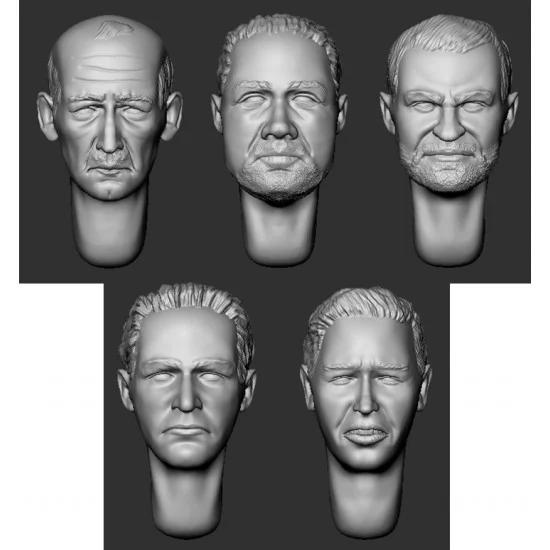 Armor35 356073 1/35 Hairy Heads (set 16) - Model Figures