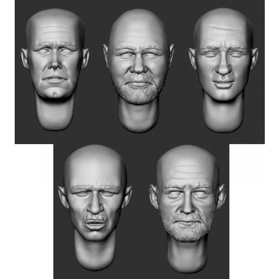 Armor35 356075 1/35 Bald Heads (set 17) - Model Figures