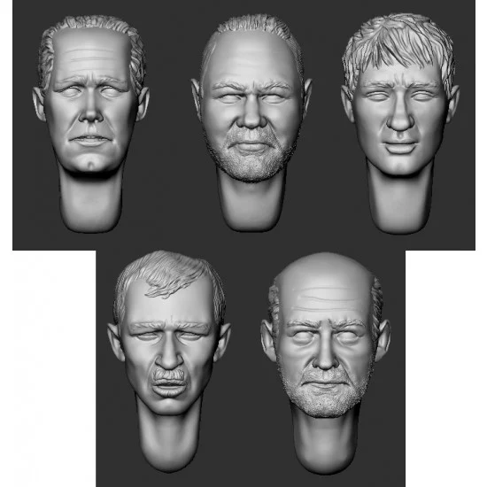 Armor35 356076 1/35 Hairy Heads (set 17) - Model Figures