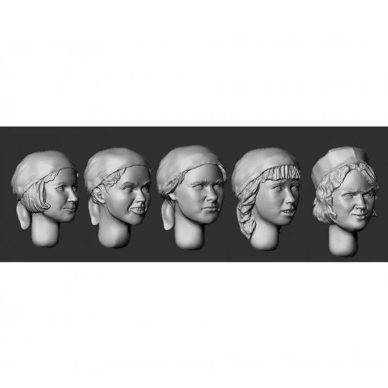 Armor35 356092 1/35 WWII Female Medical Staff Heads - Model Figures