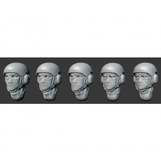 Armor35 356117 1/35 Russian Tank Crews Heads In Armoured Helmets & Balaclavas (No.2) - Model Figures