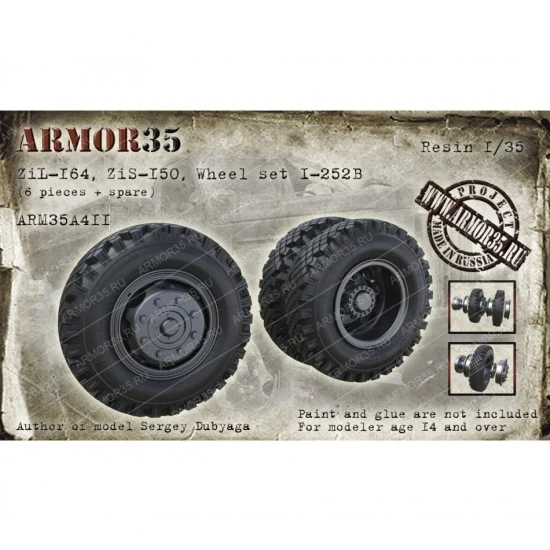 Armor35 35A411 1/35 ZiL-164/ZiS-150/ZiL-130 Wheel Set I-252B (6pcs & 1 Spare)