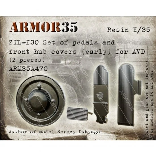 Armor35 35A470 1/35 ZIL-130 Pedals and Front Hub Covers Early set (2pcs) for AVD Models