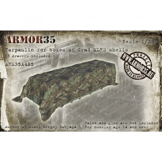 Armor35 35A485 1/35 MLRS Grad Shells Boxes Tarpaulin (3 Drawers Included) - Military Vehicles & Tanks