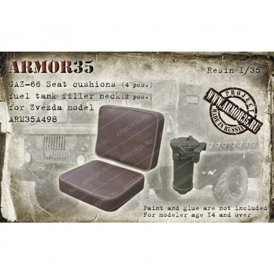 Armor35 35A498 1/35 GAZ-66 Seat Cushions (4pcs) Fuel Tank Filler Neck (2pcs) for Zvezda kit