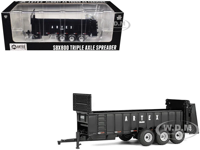 Artex SBX800 Triple Axle Spreader Black 1/64 Diecast Model by SpecCast - Tractors & Farm Models