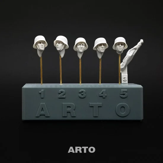 ARTO production AH35003 1/35 German M35-M40 Helmet Heads for Tamiya #35371 Infantry Set (5pcs)