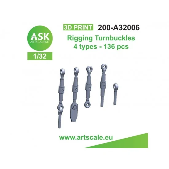 Art Scale Kit A32006 1/32 Rigging Turnbuckles 4 Types (136 pcs) - Model Planes