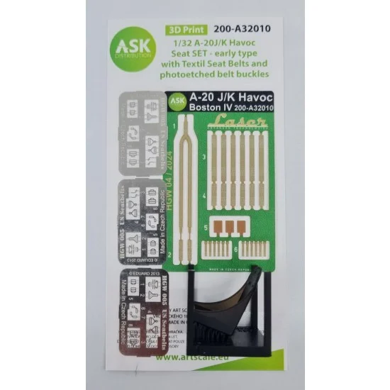 Art Scale Kit A32010 1/32 A-20J/K Havoc Seat (early) with Seatbelts and Belt Buckles for HK Models