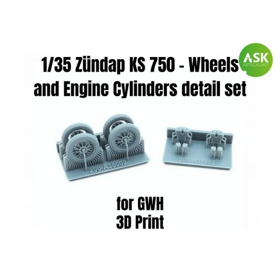 Art Scale Kit A35002 1/35 Zundap KS 750 Wheels and Engine Cylinders Detail set for Great Wall Hobby kit - Military Vehicles & Tanks