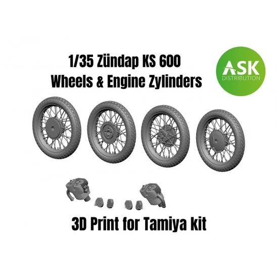 Art Scale Kit A35008 1/35 Zundap KS 600 Wheels and Engine Zylinders for Tamiya kit - Model Planes