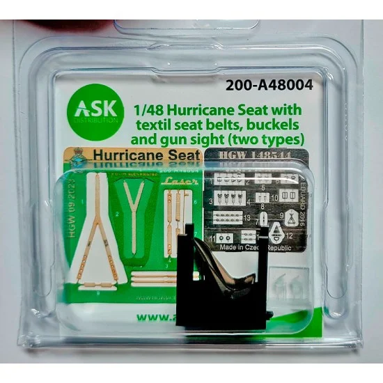Art Scale Kit A48004 1/48 Hurricane Seat with Textil Seatbelts, Buckels and Gun Sight (two types) - Model Planes