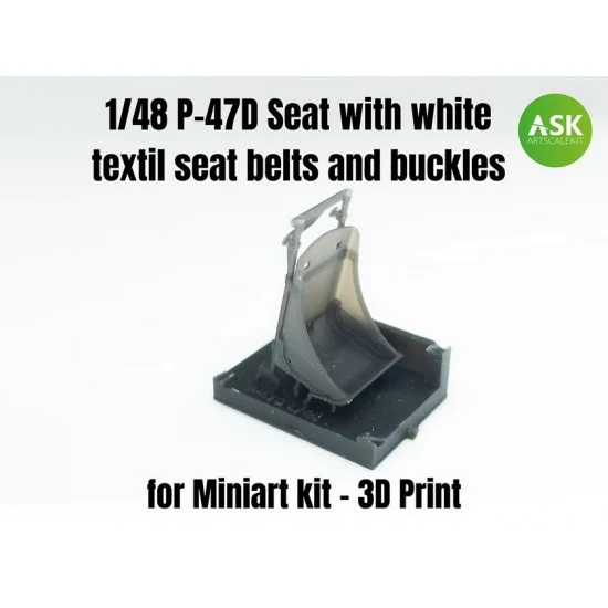 Art Scale Kit A48007 1/48 P-47D Seat with White Textil Seat Belts & Buckles for MiniArt