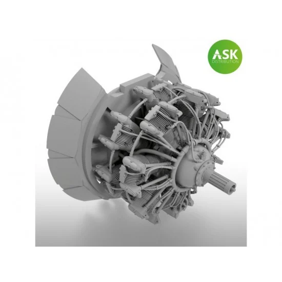 Art Scale Kit A72026 1/72 Nakajima Sakae 12 Engine with Exhausts and Open Cowlings - Model Planes
