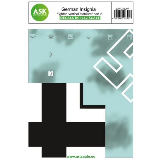 Art Scale Kit D32007 Decals for 1/32 German Insignia part II - Fighter Aircraft vertical stabilizer
