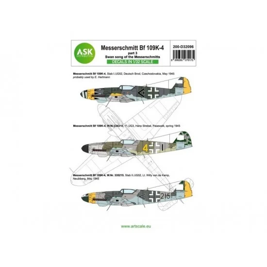 Art Scale Kit D32096 1/32 Bf 109K-4 ''Swan Song of the Messerschmitts'' Decal part 3