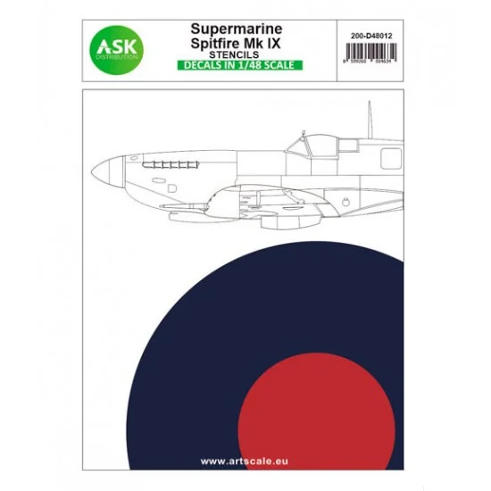 Art Scale Kit D48012 Decal for 1/48 Supermarine Spitfire Mk.IX Stencils - Model Planes