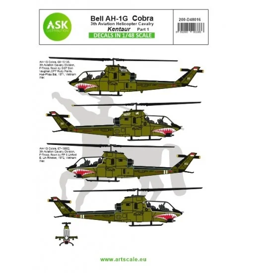 Art Scale Kit D48016 Decals for 1/48 Bell AH-1G Cobra
