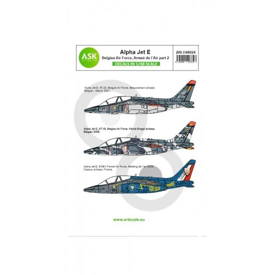 Art Scale Kit D48024 Decals for 1/48 Alpha Jet E Belgian Air Force and Armee de l'Air part 2 - Model Planes