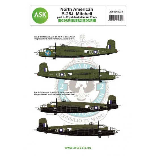 Art Scale Kit D48035 Decals for 1/48 B-25J Mitchell Part 1 - Royal Australian Air Force