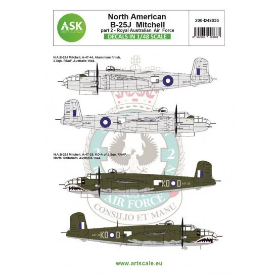 Art Scale Kit D48036 Decals for 1/48 B-25J Mitchell Part 2 - Royal Australian Air Force
