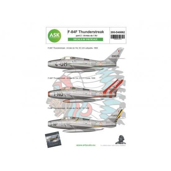 Art Scale Kit D48082 1/48 F-84F Thunderstreak Decal Part 2 - Armee de l'Air