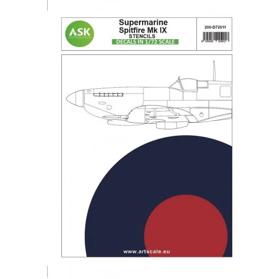 Art Scale Kit D72011 Decal for 1/72 Supermarine Spitfire Mk.IXc & Mk.IX Stencils - Model Planes