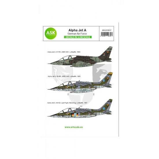Art Scale Kit D72017 Decals for 1/72 Alpha Jet A Bundeswehr, German Air Force - Model Planes