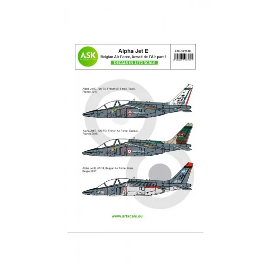 Art Scale Kit D72018 Decals for 1/72 Alpha Jet E Belgian AF, Armee de l'Air part 1 - Model Planes