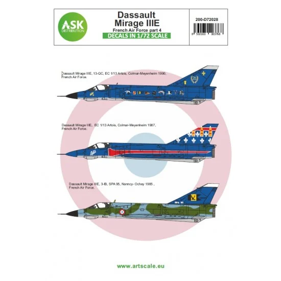 Art Scale Kit D72028 Decals for 1/72 Dassault Mirage IIIE French Air Force part 4 - Model Planes