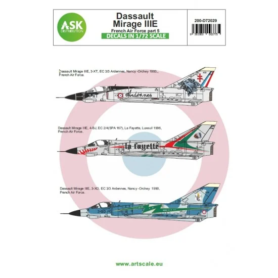 Art Scale Kit D72029 Decals for 1/72 Dassault Mirage IIIE French Air Force part 5 - Model Planes