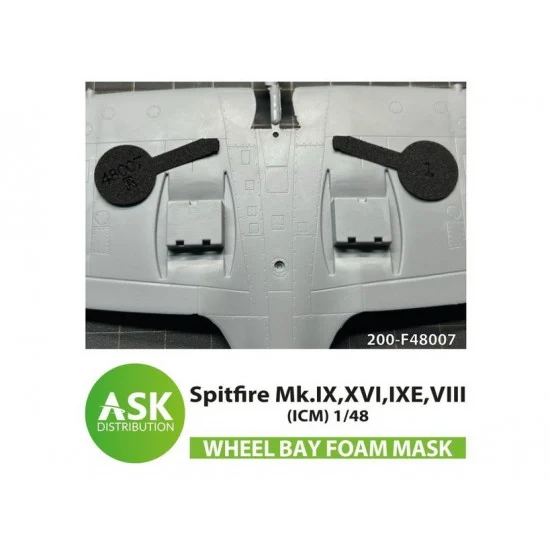 Art Scale Kit F48007 1/48 Spitfire Mk.IX, XVI, IXE, VIII Foam Flexibel Wheel Bay Mask for ICM kit - Model Planes