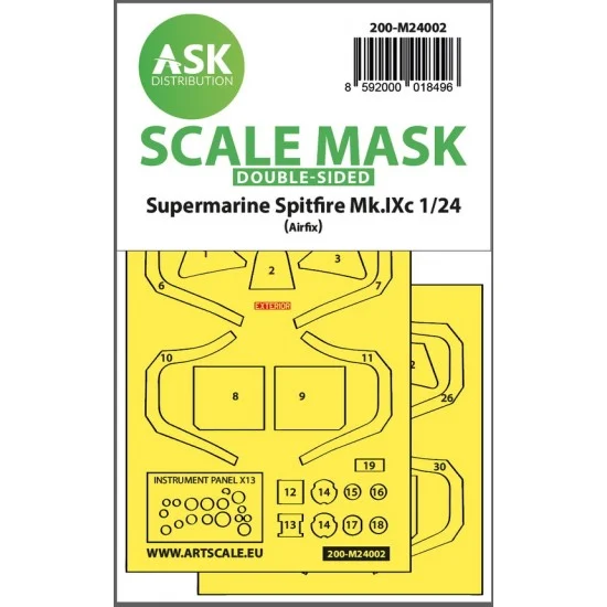 Art Scale Kit M24002 1/24 Spitfire Mk.IX Double-sided Masking for Airfix kits