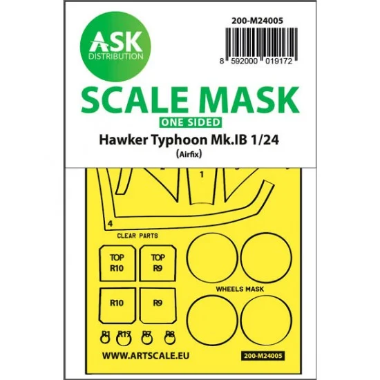 Art Scale Kit M24005 1/24 Hawker Typhoon Mk.IB One-sided Express Masks for Airfix kits