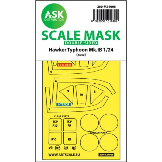 Art Scale Kit M24006 1/24 Hawker Typhoon Mk.IB Double-sided Express Masks for Airfix kits