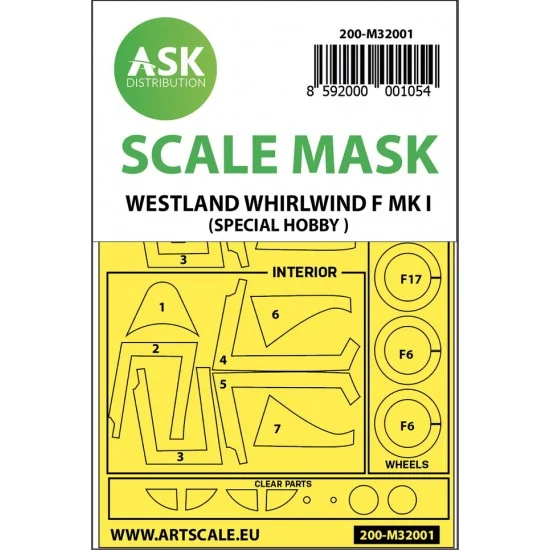 Art Scale Kit M32001 1/32 Westland Whirlwind Mk.I Double-sided Paint Masking for Special Hobby