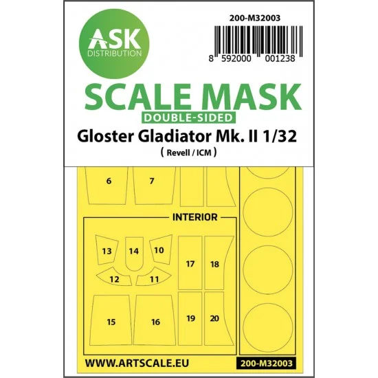 Art Scale Kit M32003 1/32 Gloster Gladiator Double-sided Paint Masking for Revell / ICM