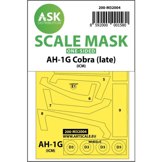Art Scale Kit M32004 1/32 AH-1G Cobra (late) One-sided Paint Masking for ICM/Special Hobby