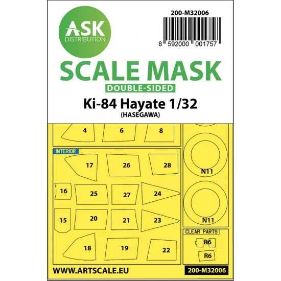 Art Scale Kit M32006 1/32 Ki-84 Hayate Double-sided Paint Masking for Hasegawa